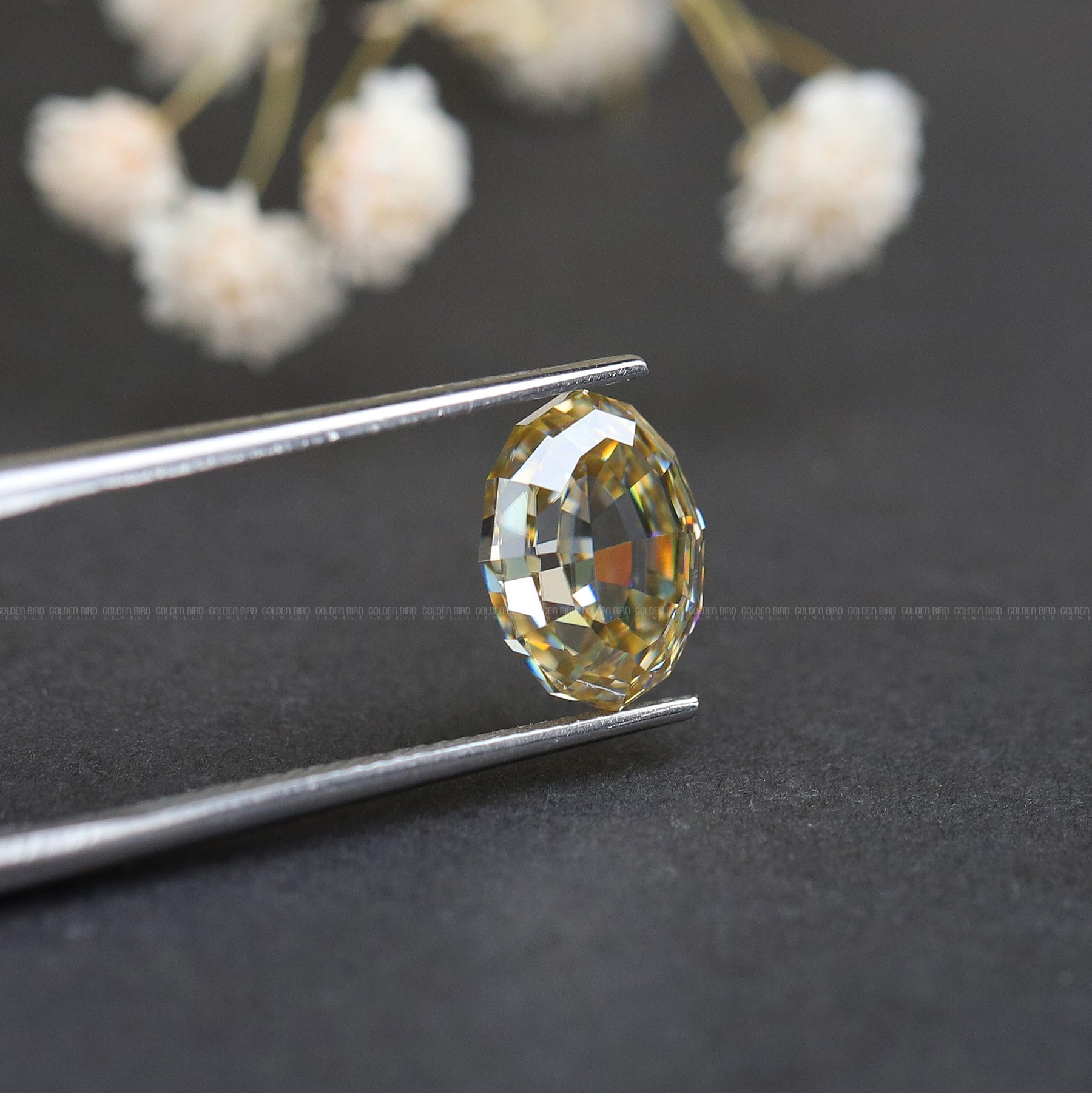 Close View Of Moissanite Step Cut Oval Loose Stone