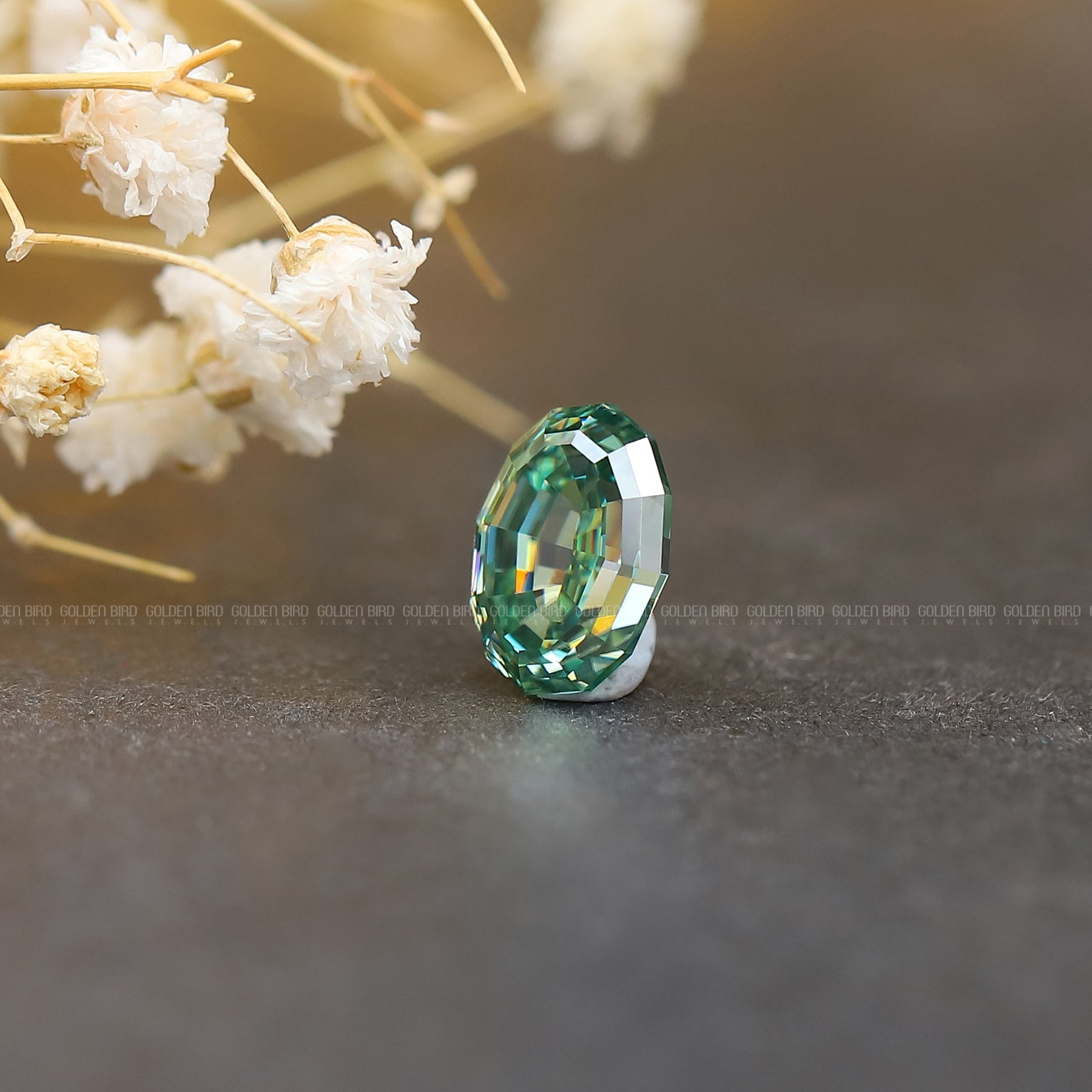 Side View Of Moissanite Step Cut Loose