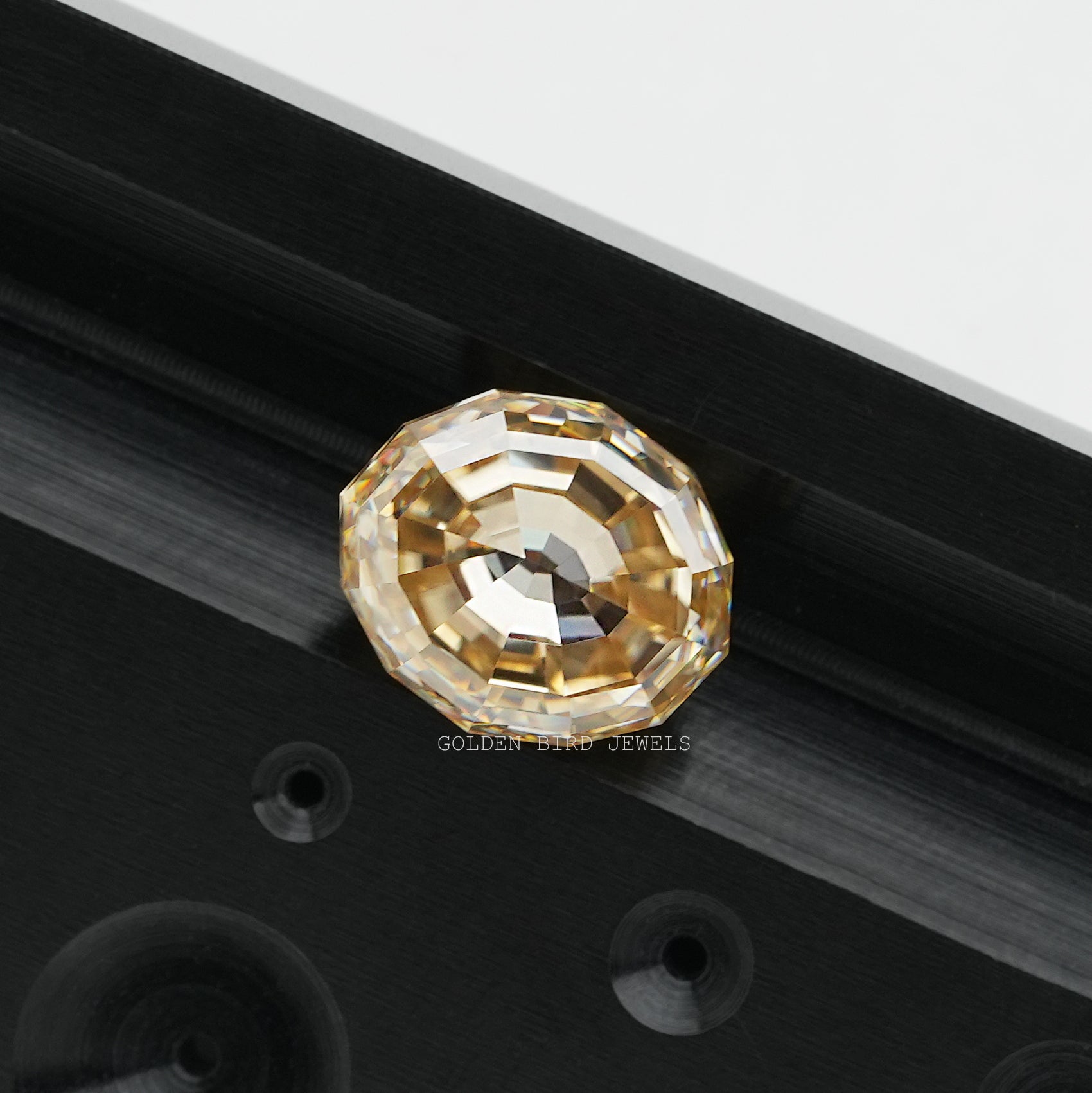 Cross View Of Moissanite Yellow Oval Cut Loose Stone