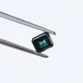 Asscher Cut Loose Moissanite in Dark Green Color 