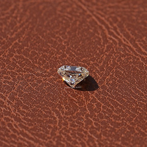 Side View of Old Mine Cushion Shaped Loose Moissanite In White Gold
