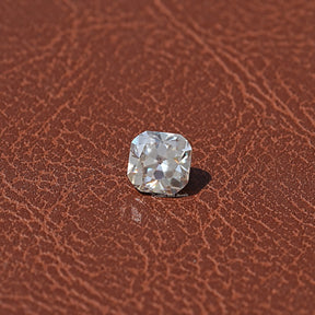 Front View of Old Mine Cushion Cut Loose Moissanite Stone In White Gold