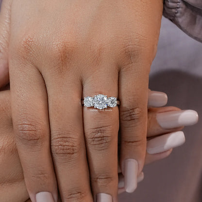 Round Cut Moissanite Three Stone Ring