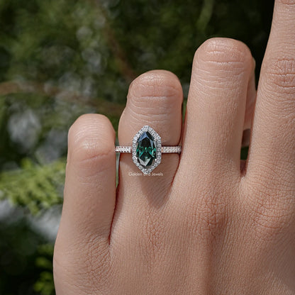 Dutch Marquise Moissanite Halo Accent Ring