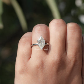 Close view of Dutch Marquise cut Moissanite Ring