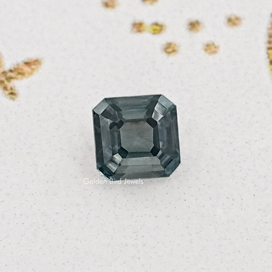 Gray Asscher Cut Moissanite Stone