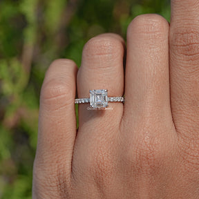 Asscher Cut Accent Lab Diamond Ring