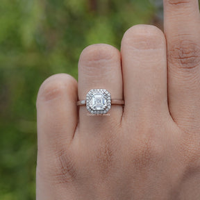 Asscher Cut Lab Diamond Halo Engagement Ring