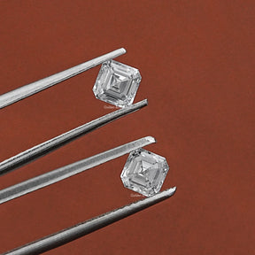Detailed View Of Asscher Cut Lab Grown Diamond Pair