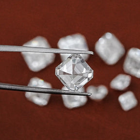 Tweezer holding the Asscher Cut Lab Grown Loose Diamond