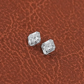 Close-Up View of Asscher Cut Diamond Pair In White