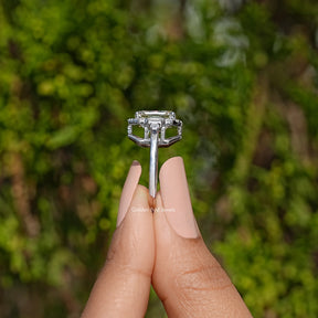 Asscher Cut Moissanite Halo Engagement Ring