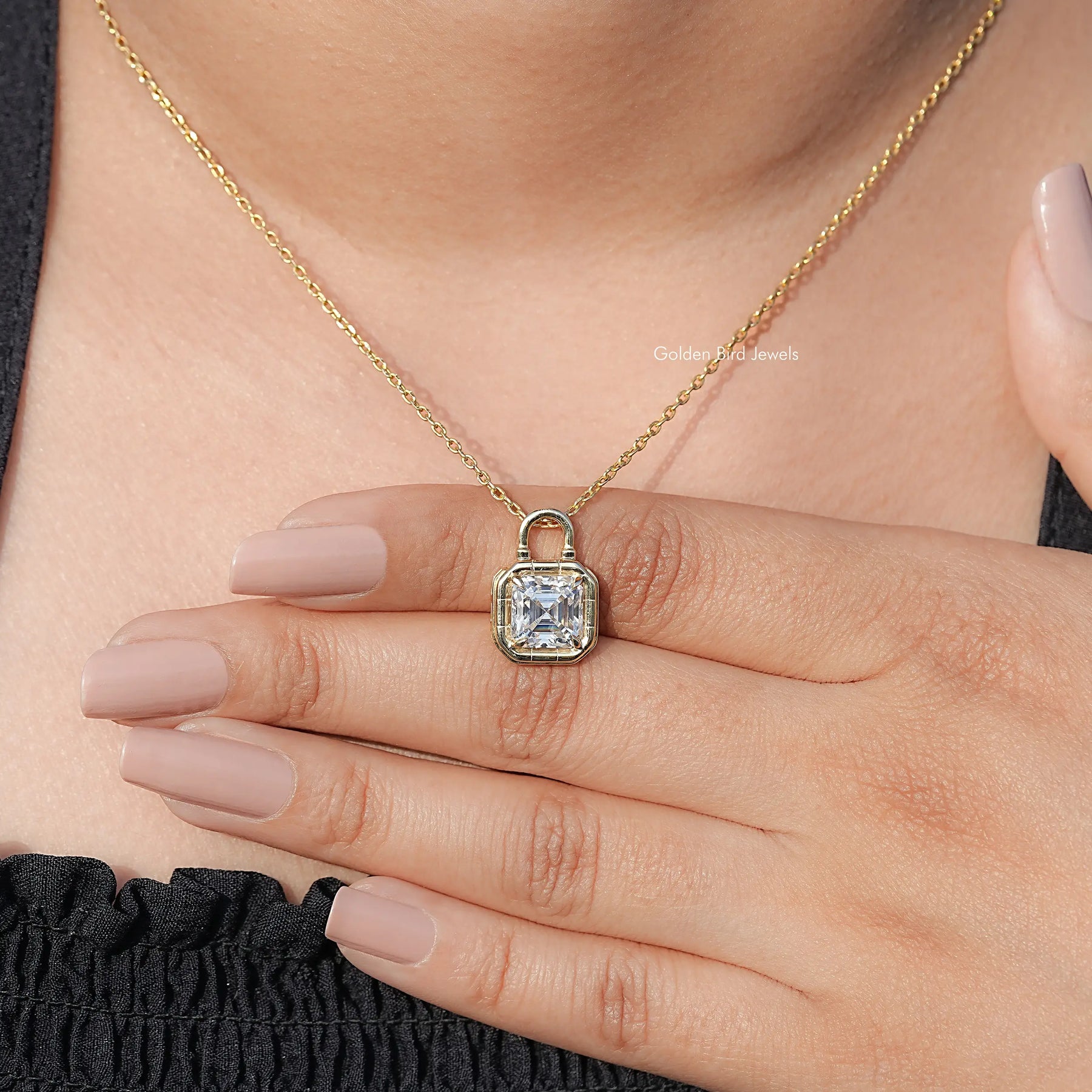 Colorless Asscher Moissanite Solitaire Pendant