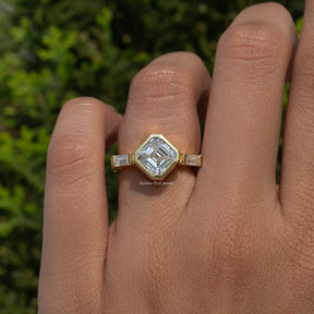 Asscher Cut Lab Diamond Three Stone Ring