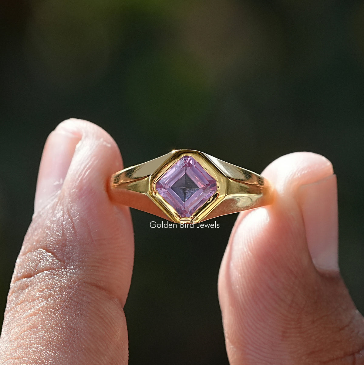 View of Asscher cut moissanite Men's Ring