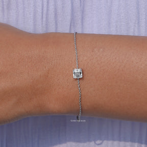 View of asscher Cut delicate chain  Bracelet