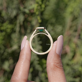 Back view of Bezel Cut Moissanite Solitaire Ring in secure setting 