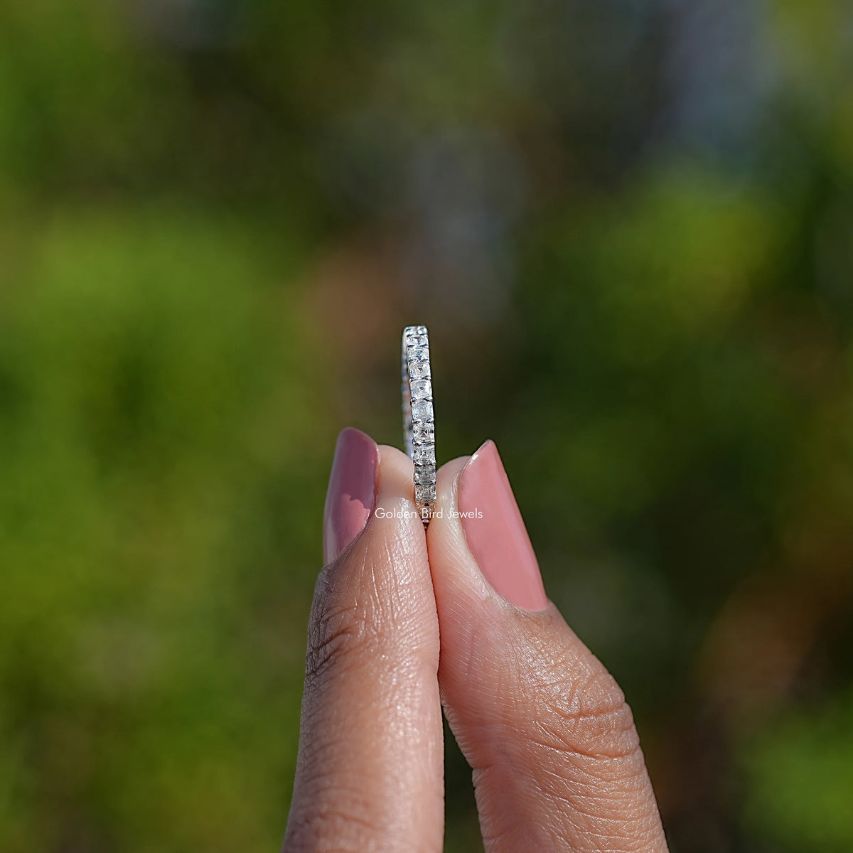 Asscher Moissanite Full Eternity Wedding Band