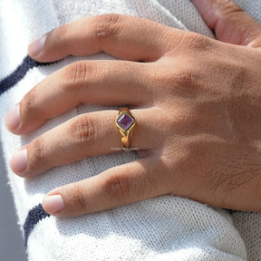 Asscher Cut Solitaire Ring In Yellow Gold