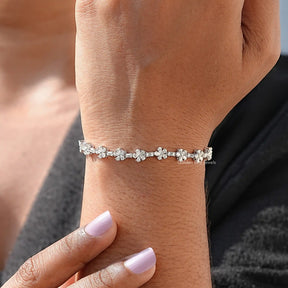 Detailed view of double shaped moissanite bracelet