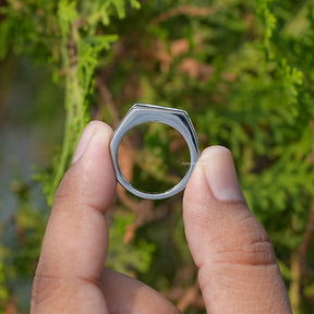 Back View of Baguette And Tapered Cut Diamond Men's Ring In two fingers