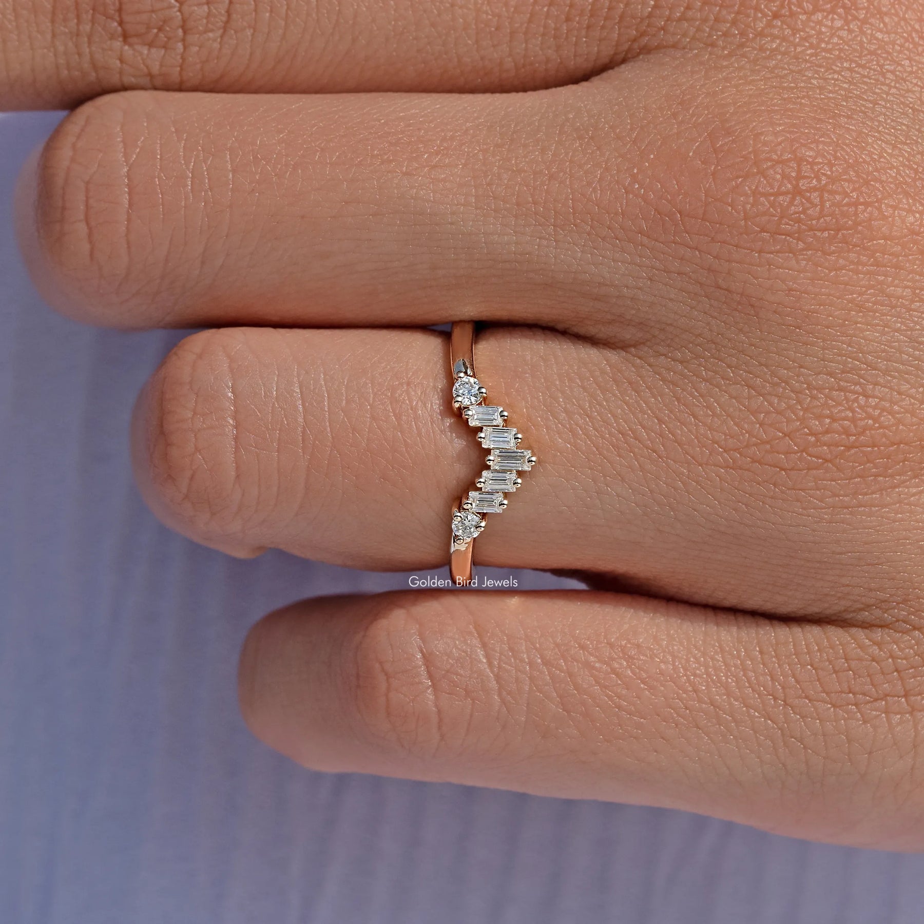 Baguette Cut Curve Moissanite Wedding Band