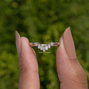 Baguette Cut Curve Moissanite Wedding Band
