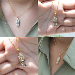 Front back side and close view of moissanite pendant 