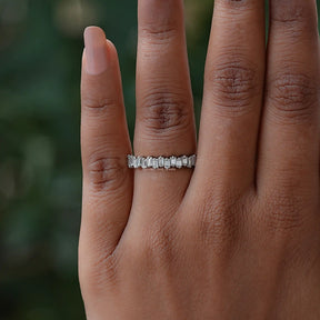 Baguette Moissanite Half Eternity Wedding Band