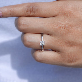 Princess Cut solitaire moissanite ring in white gold 
