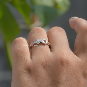 View of Round Cut Moissanite Ring In White Gold