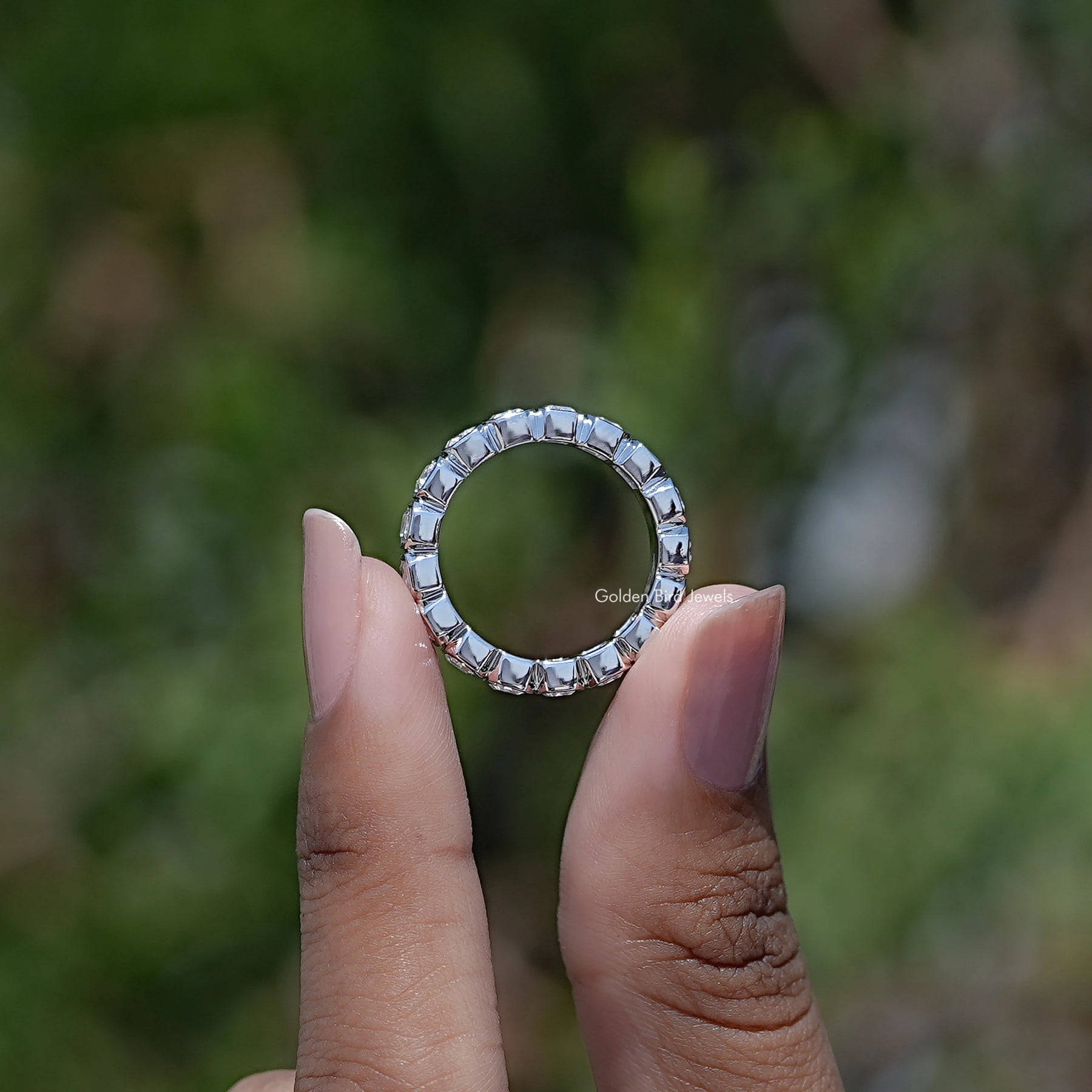 Bezel Set Emerald Cut Full Eternity Band