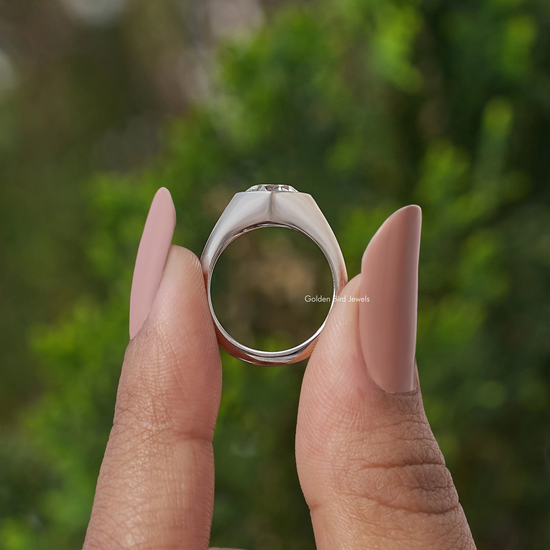 Pear Cut Lab Grown Bezel Set Engagement Ring