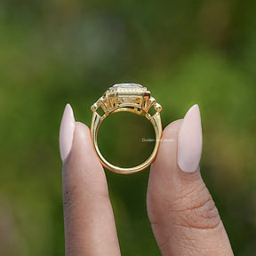 Bezel Set Old Mine Emerald Moissanite Ring