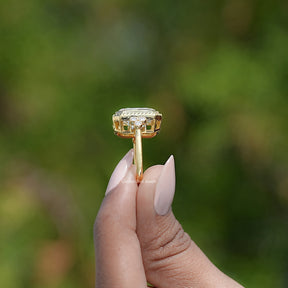 Bezel Set Old Mine Emerald Moissanite Ring