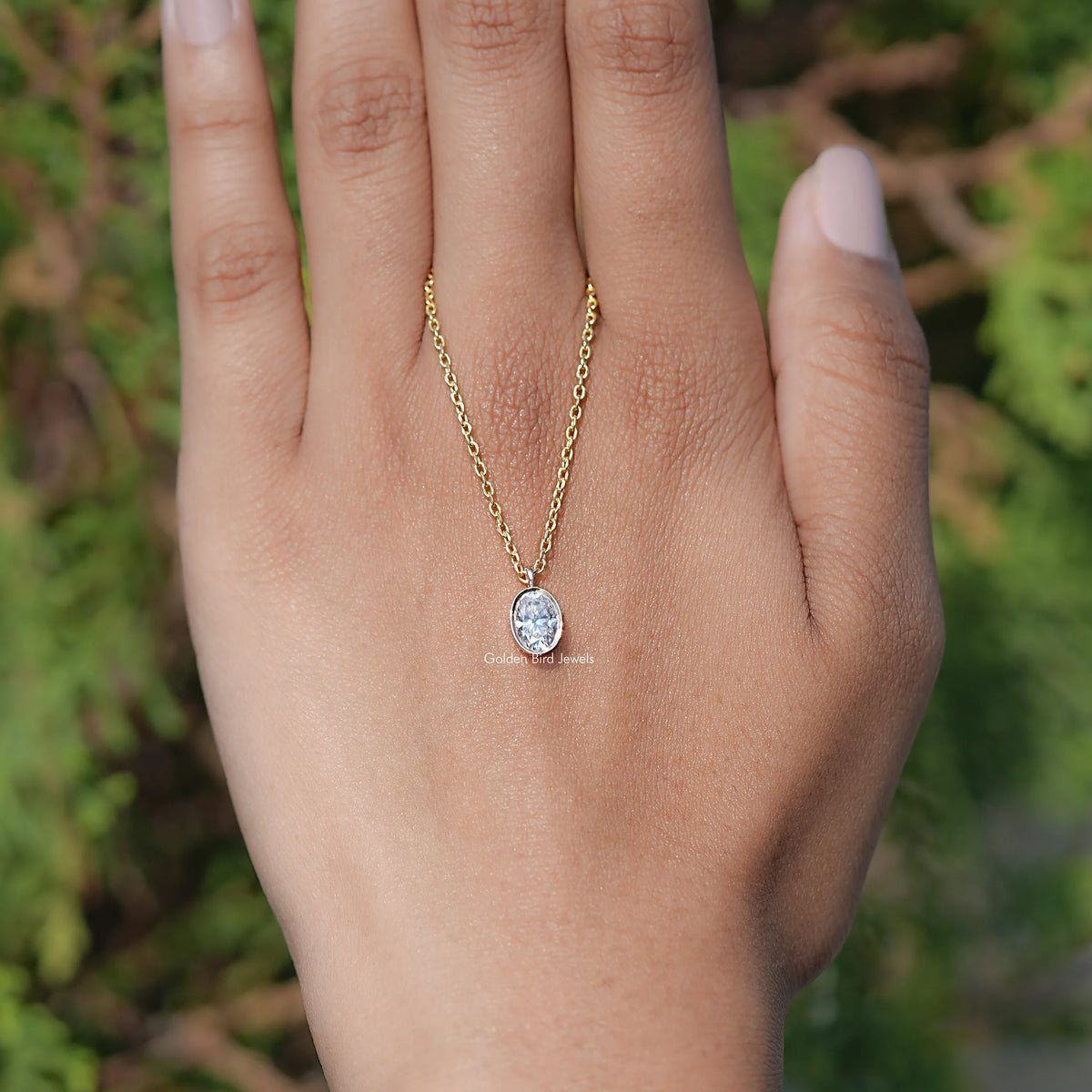 Oval Cut Moissanite Solitaire Pendant