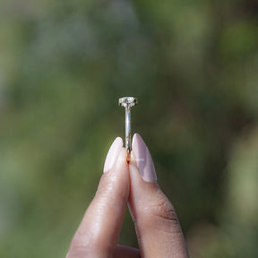 Side View of Bezel Set Radiant Cut Moissanite Solitaire Ring
