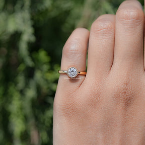 Bezel Set Round Cut Lab Diamond Solitaire Ring