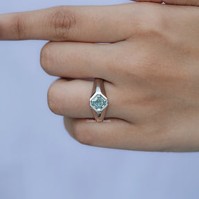 View of Blue Asscher Shape Ring  