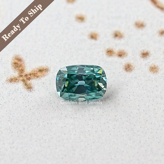 Blue Cushion Cut Moissanite Stone
