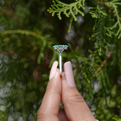 Dutch Marquise Moissanite Gemstone Hidden Halo Ring