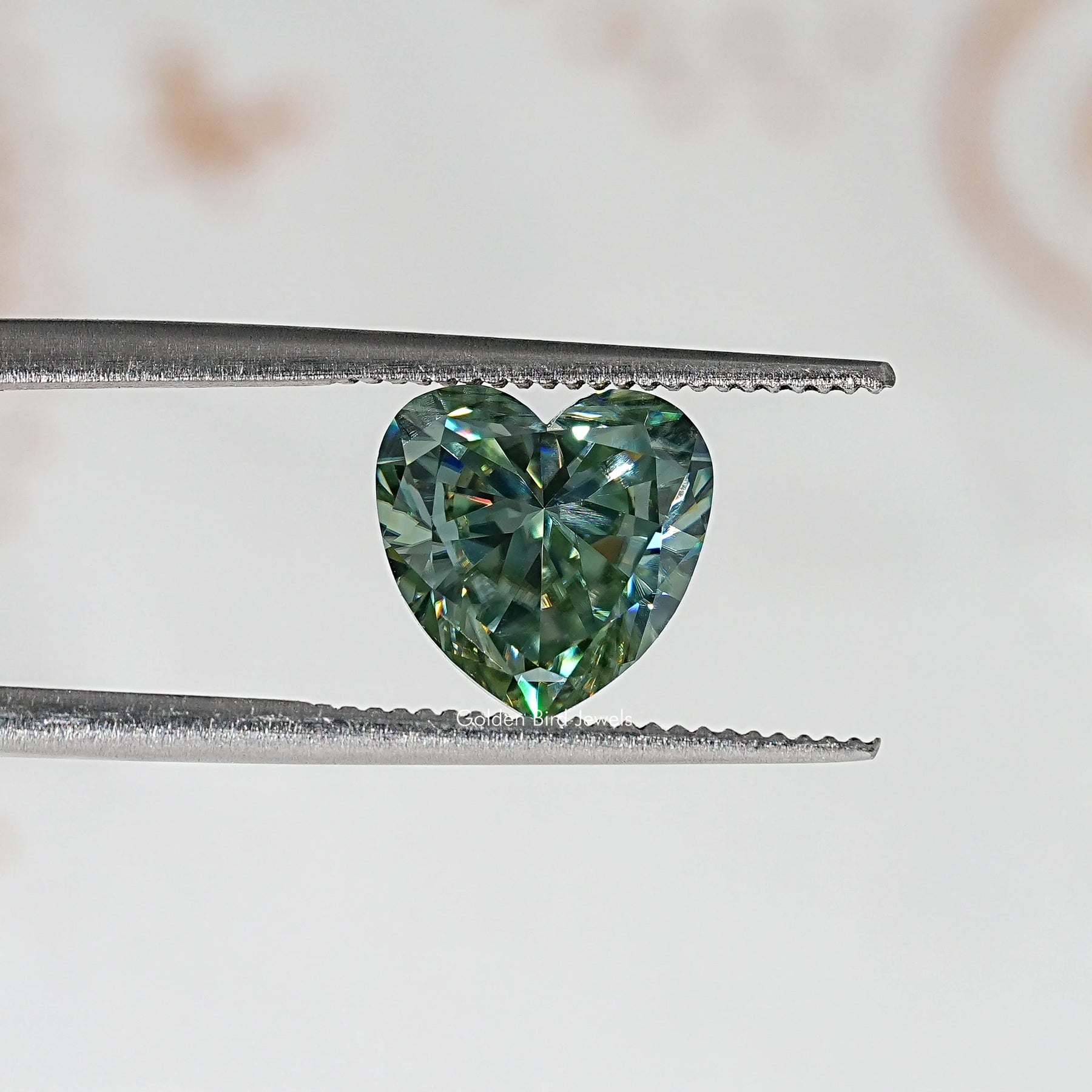 Blue Green Heart Loose Moissanite