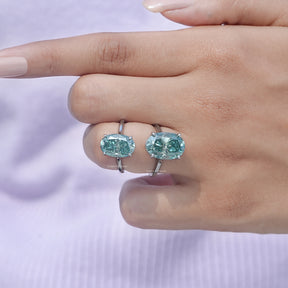Detailed View Of Blue Green Oval Cut Solitaire Ring