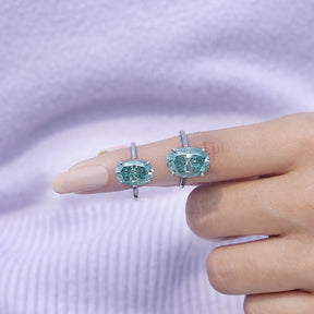 Front View of Oval Cut Moissanite Ring In White Gold