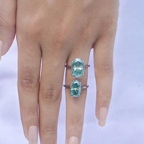 Close-Up View of Oval Cut Moissanite Solitaire Ring In White Gold