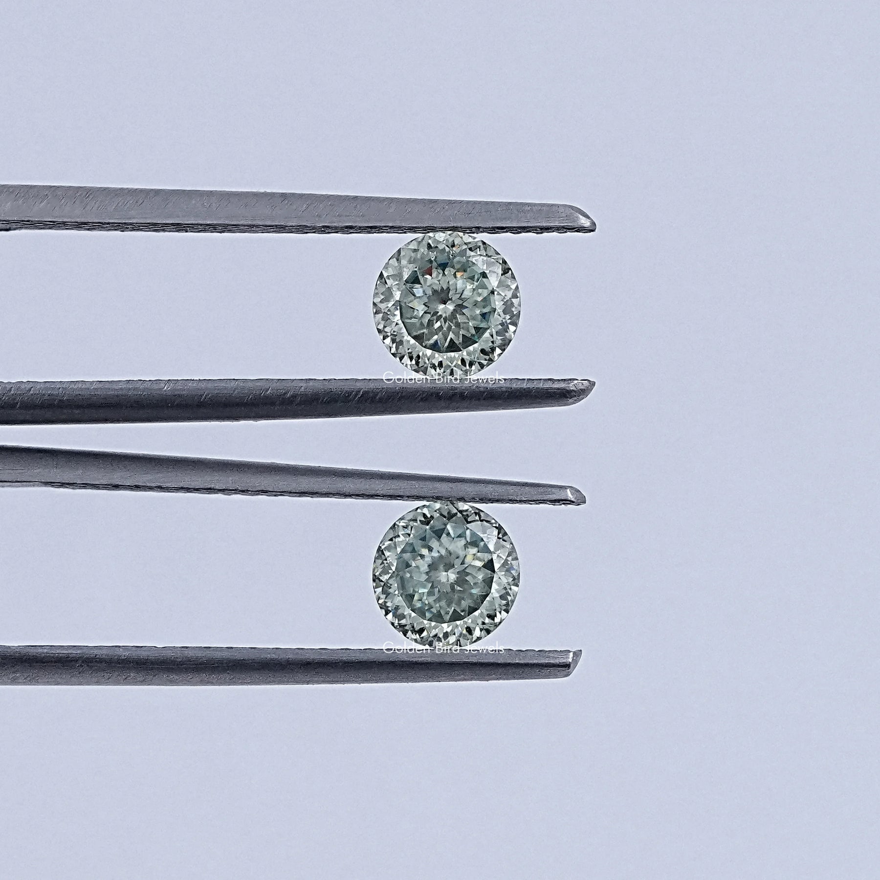 Blue Green Portuguese Cut Round Loose Moissanite Pair