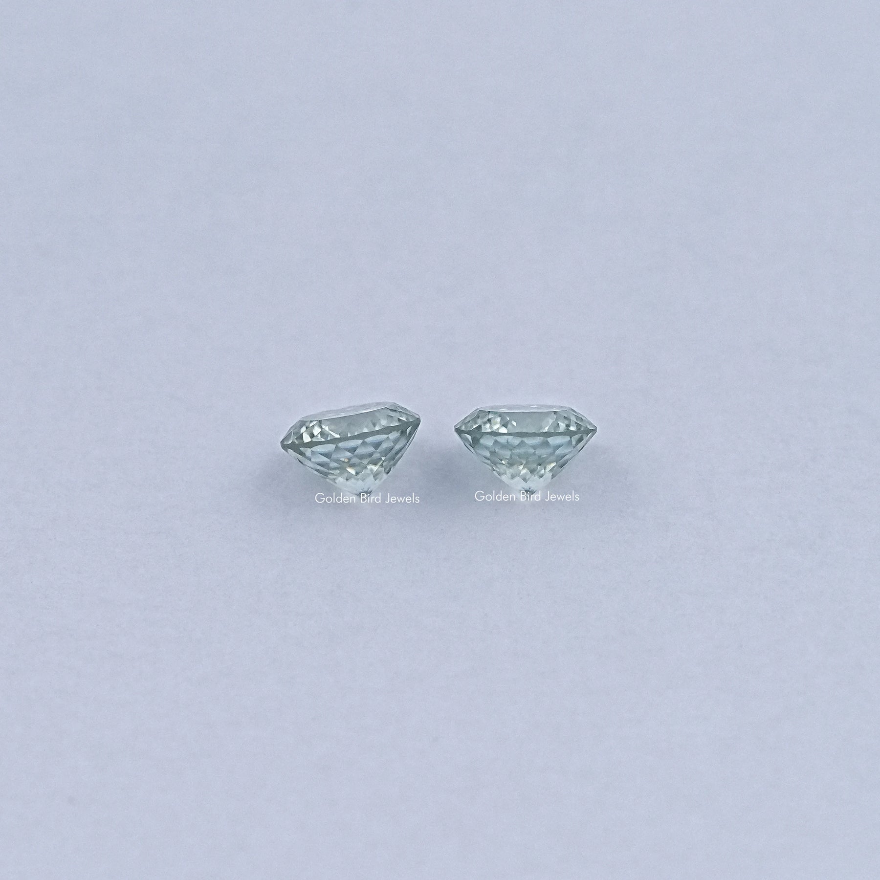 Blue Green Portuguese Cut Round Loose Moissanite Pair