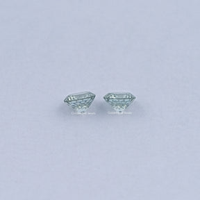Blue Green Portuguese Cut Round Loose Moissanite Pair