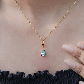 Side View Of Old Mine Cushion Moissanite Pendant