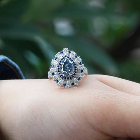 View of Moissanite Pear Cut Engagement Ring In White Gold